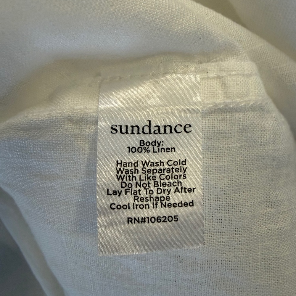 SUNDANCE Willa Whisper NWT Linen Flutter Sleeve Top in White, Size S - Picture 7 of 10